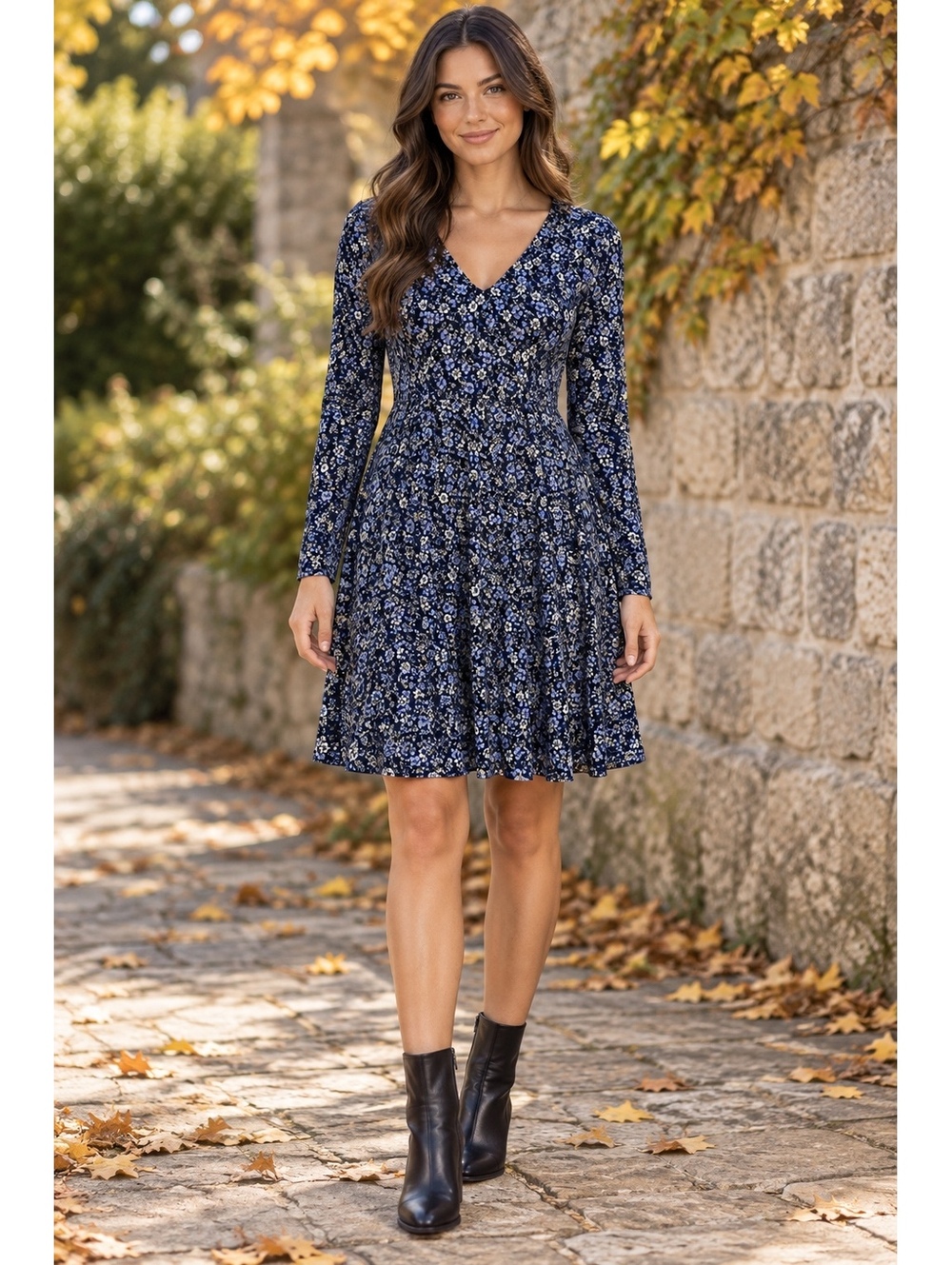 Women's XL Dress Floral Long Sleeve Babydoll Dress (fits smaller)